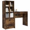 Desk with Drawers and Shelf 2 pcs Smoked Oak