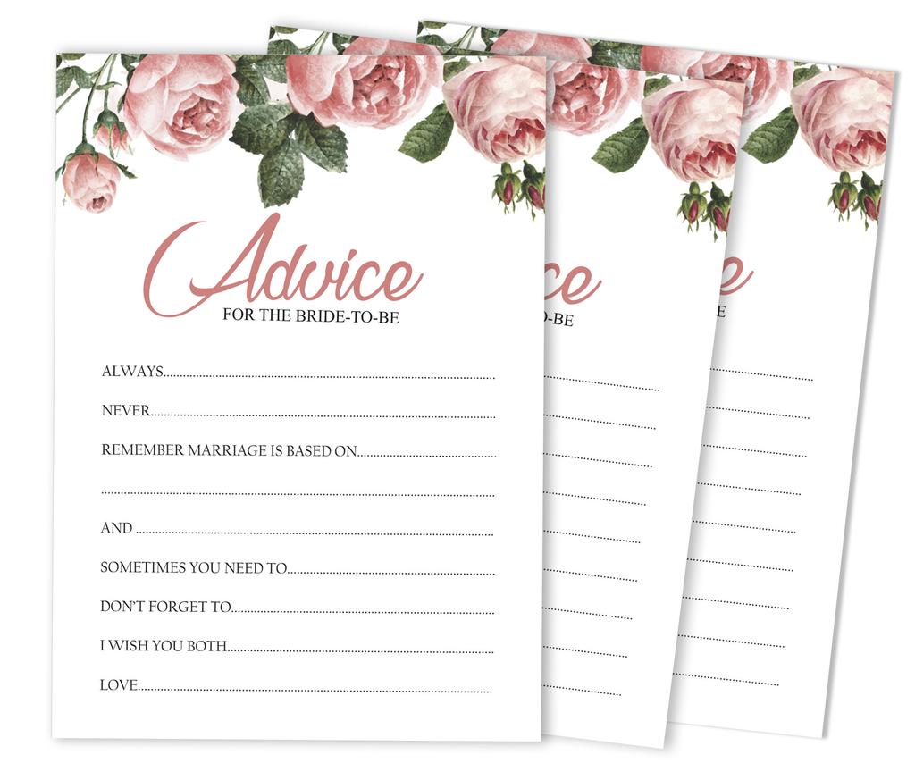 Inkdotpot FloralA Advice And Wishes Set Of 50 Bridal Shower Advice Game