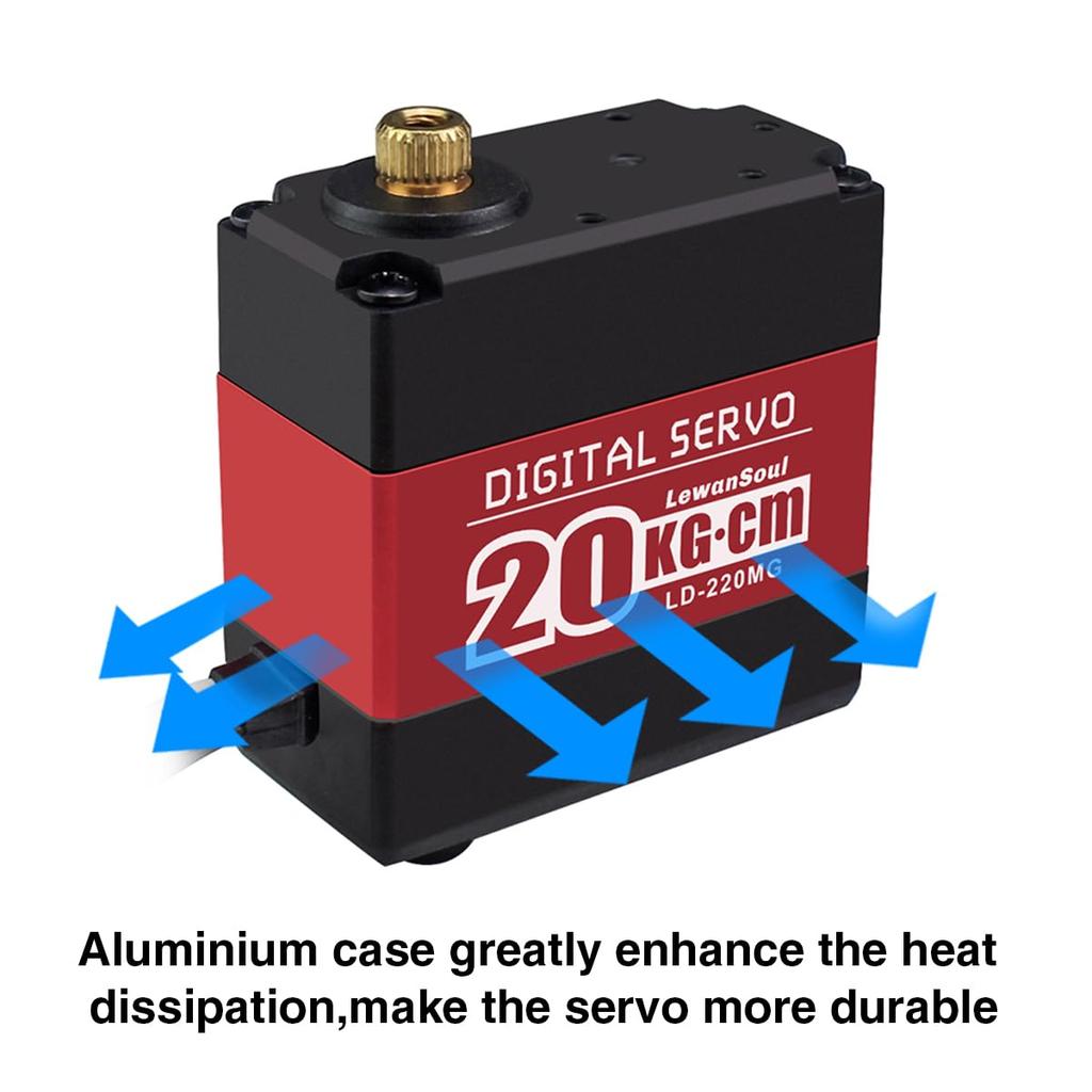 Hiwonder 20kg Dual Ball Bearing High Torque Full Metal Gear 180° Digital Servo with Aluminum Case, Metal Servo Horn, and Metal Bracket for Robots