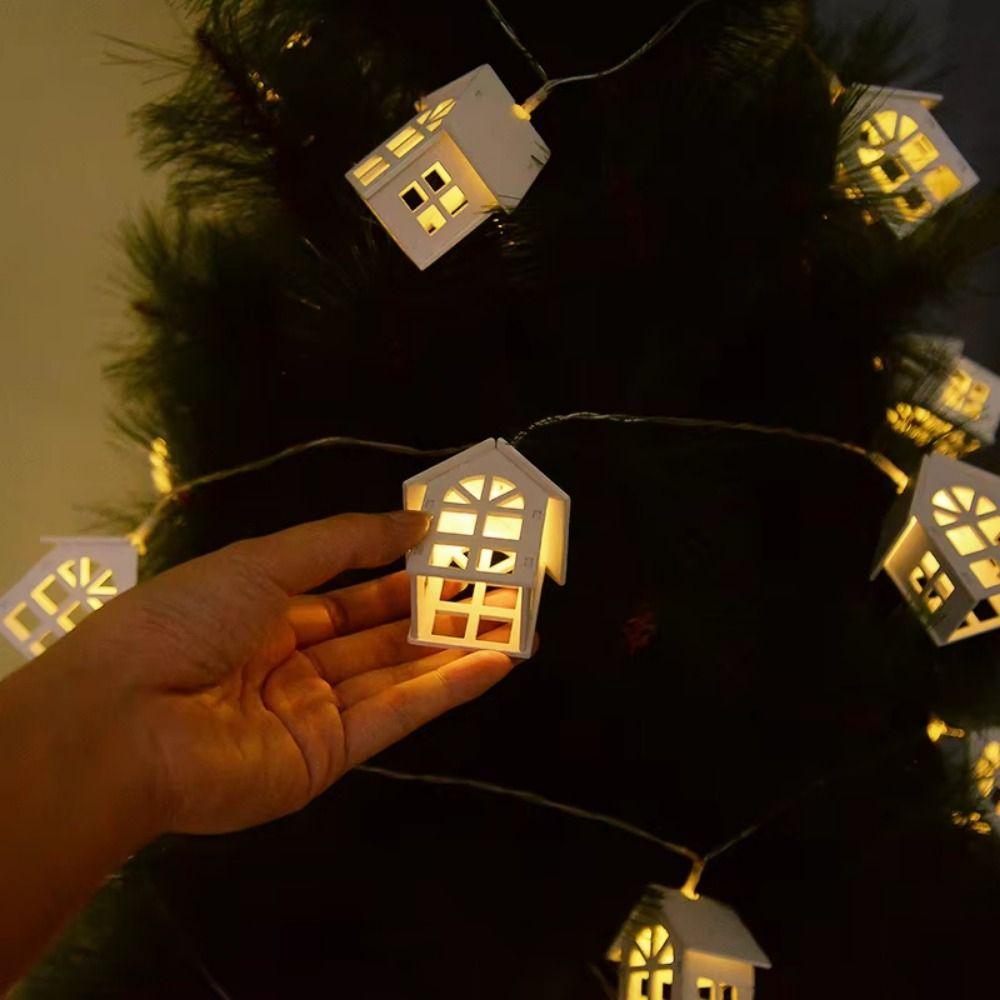 Warm White Christmas LED String Lamp 10 LED Lights Waterproof Mini Wood House Lamp String USB/Battery Operated 2M Length