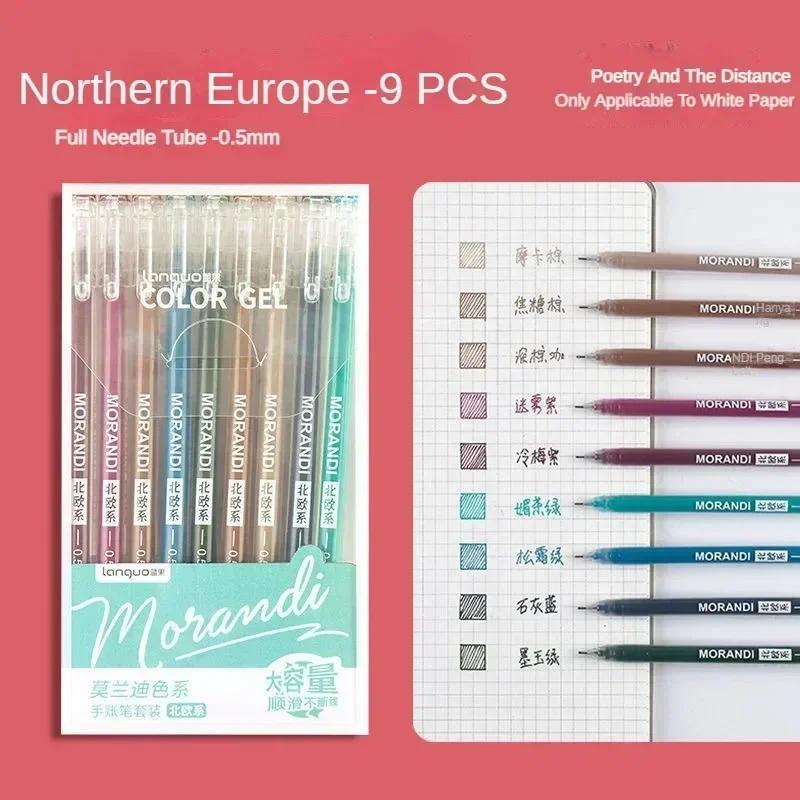Languo 198/9 Colors Morandi Colorful Gel Pen Student Note Marker Painting Graffiti Color Pen Stationery Office School Supplies