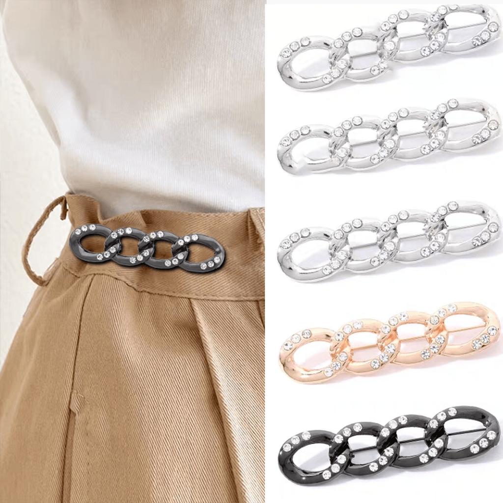 1 PC Versatile Brooch Style Waist Cincher, Adjustable Metal Waist Reducer For Pants, Jeans, Fashionable Waist Clip,Detachable Waist Snaps