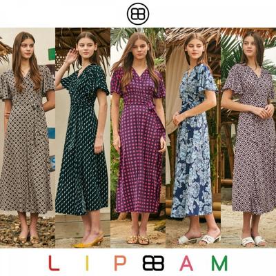Creora Long Wrap Dress Bahama Frill Flare