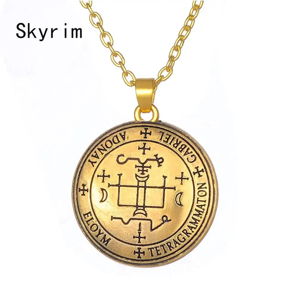 Talisman Of Protection Good Luck Amulet Necklace Stainless Steel Wealth Seal of solomon Adjustment Wax Rope Chain Jewelry Gift