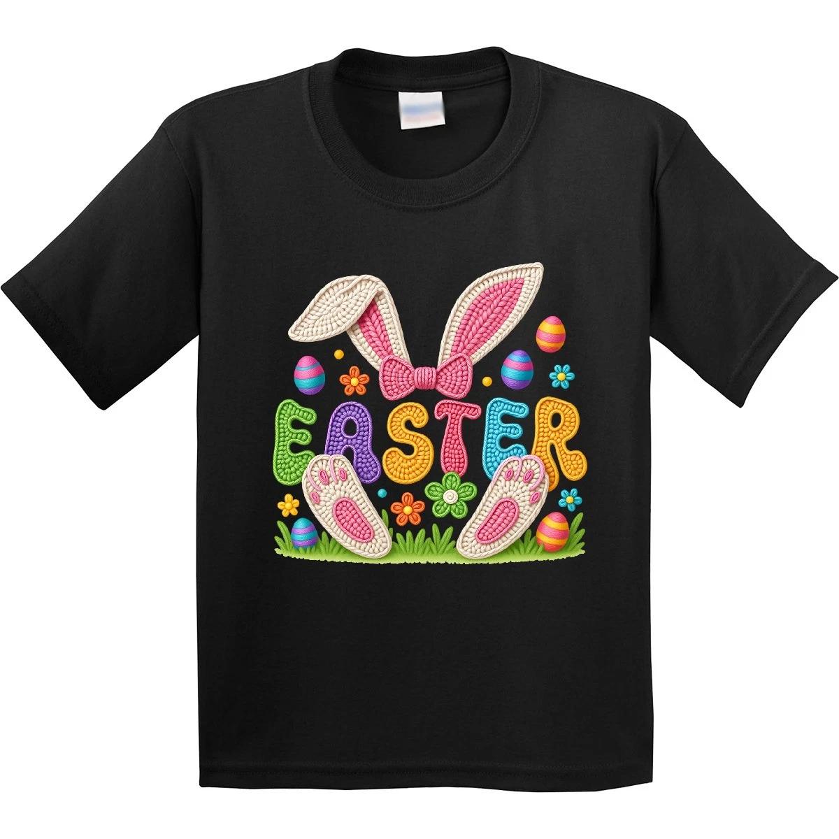 

Inktastic Faux Crochet Easter Bunny Youth kids boys T-Shirkids boys T-Shirt Knitted Yarn Graphic Tee 130