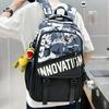 Schoolbag School Bag Boys and Girls Trendy Cool Double Pocket Large Capacity Junior High School Student High School Student Backpack Japanese Cartoon 
