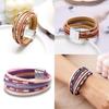 Bohemian Fashion Leather Wristband With Multistrand Woven Design For Gift
