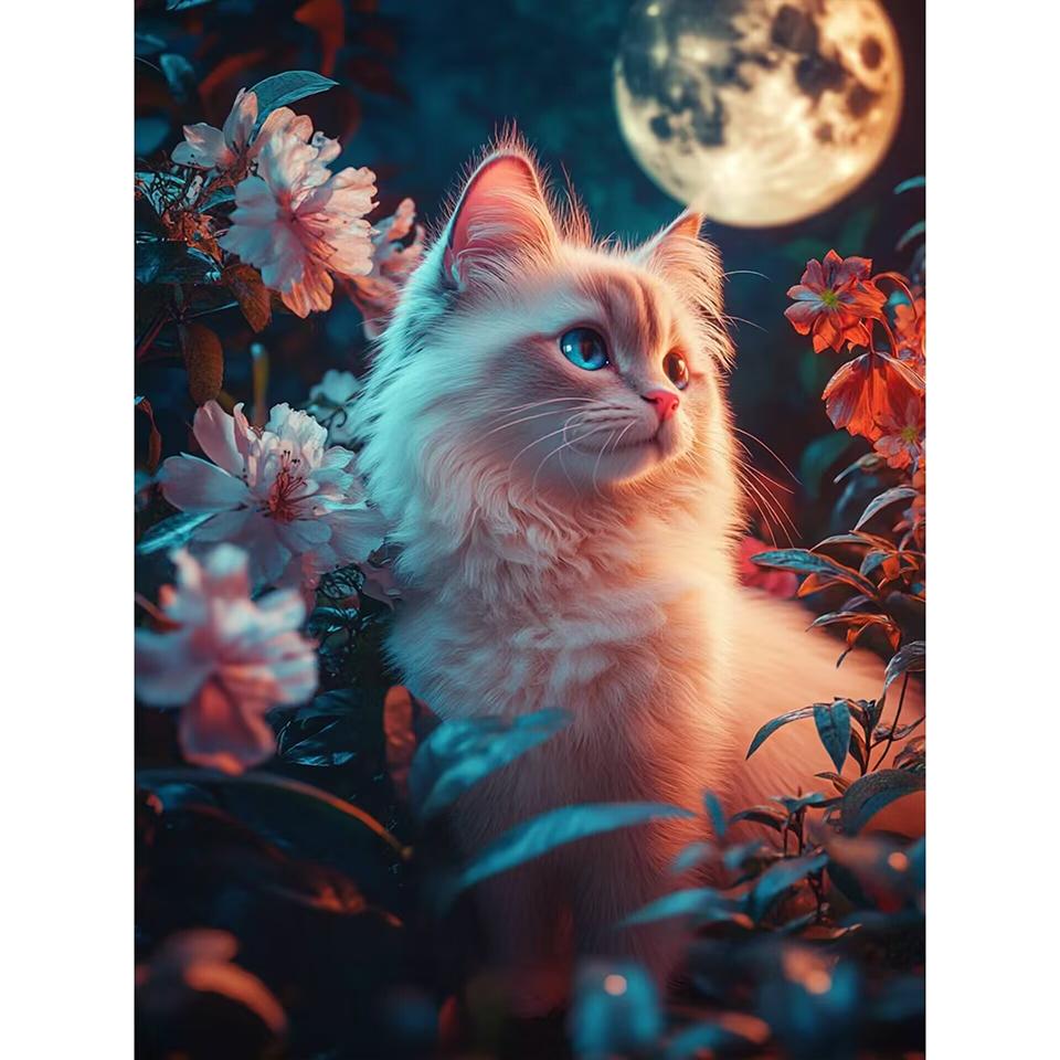 New Arrivals Diamond Embroidery Animal Kit Diy Drill Painting Cat Full Mosaic Moon Home Decor Art Handmade Gift