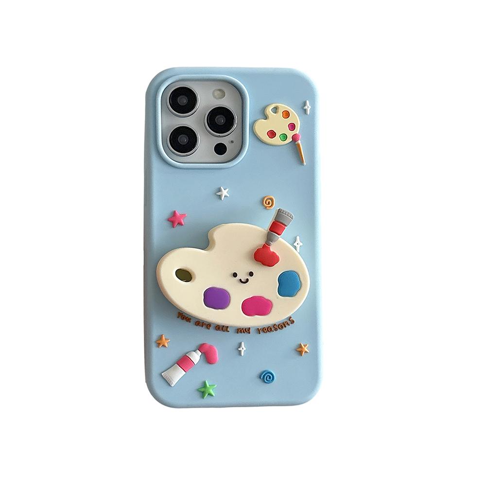 Cute Creative 3D Colorful Palette Phone Case for IPhone 13 14 15 16 Pro Max 15pro 15Plus Shockproof Silicone Lovely Back Cover