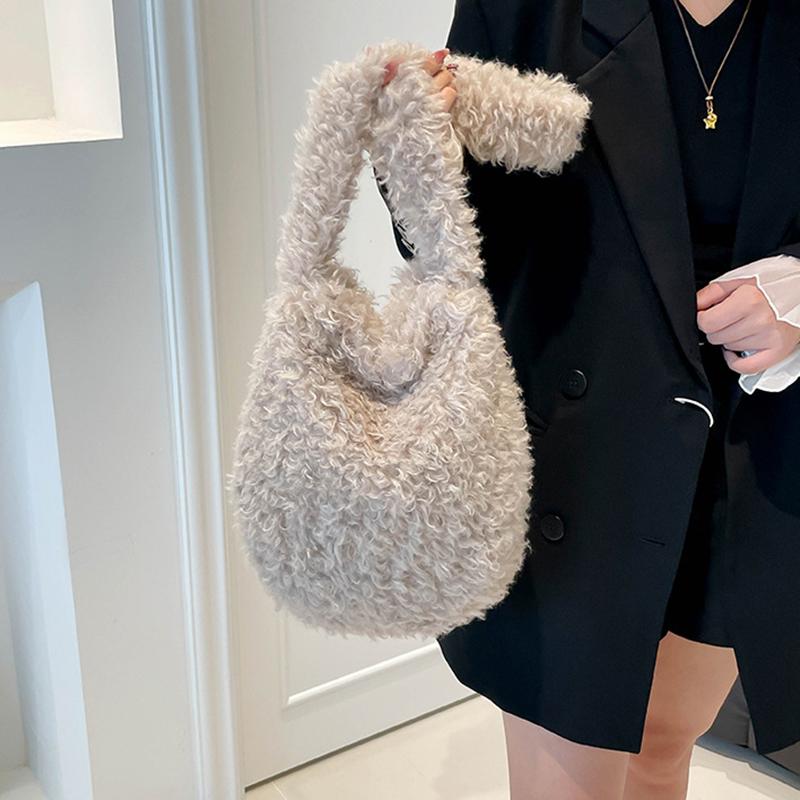 Yogodlns Korean Version Autumn and Winter New Women's Fashionable Versatile Practical Fashion Long-Haired Furry Shoulder Crossbody Bag