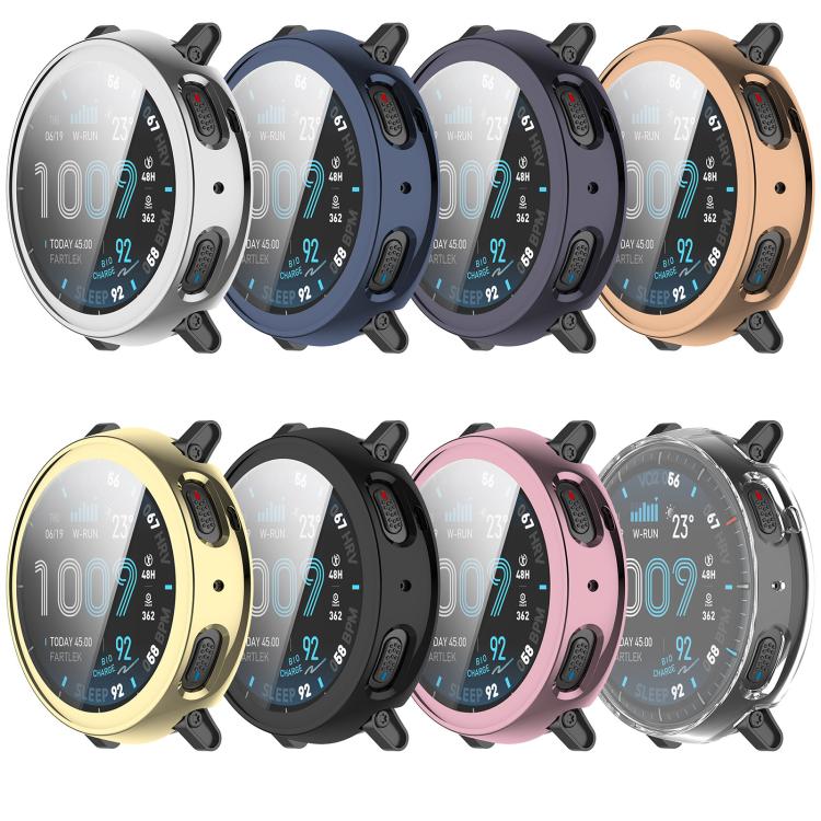Full Coverage Electroplated TPU Watch Protective Case For Amazfit Active Max, Lightweight Easy Install Anti-Scratch Watch Cover