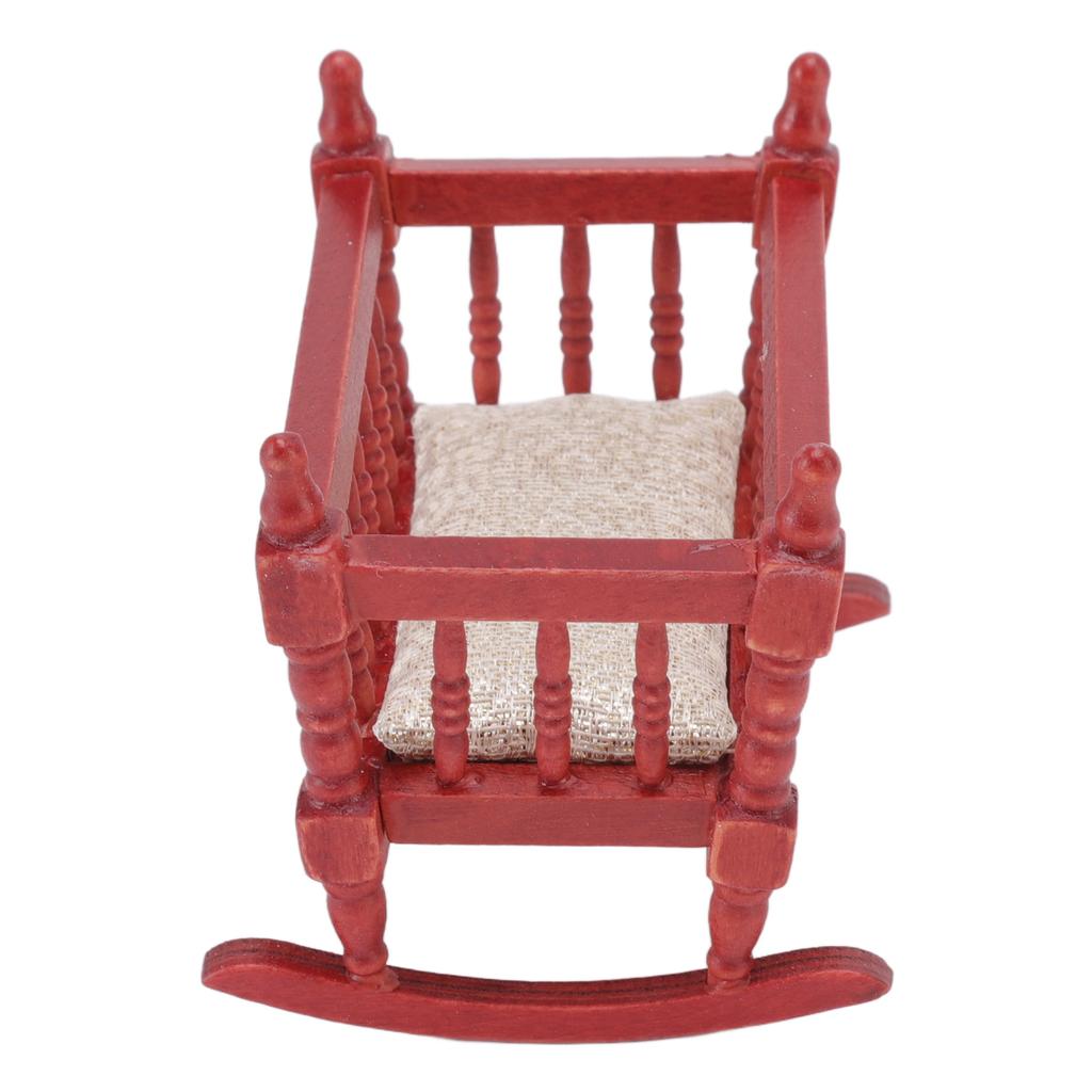 Miniature Baby Crib Safe Exquisite Glossy Vivid Red Wooden Doll House Crib for 1:12 Dollhouse