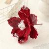 Lifelike Artificial Poinsettia Picks Sequin Fake Christmas Flowers  New Year Decor