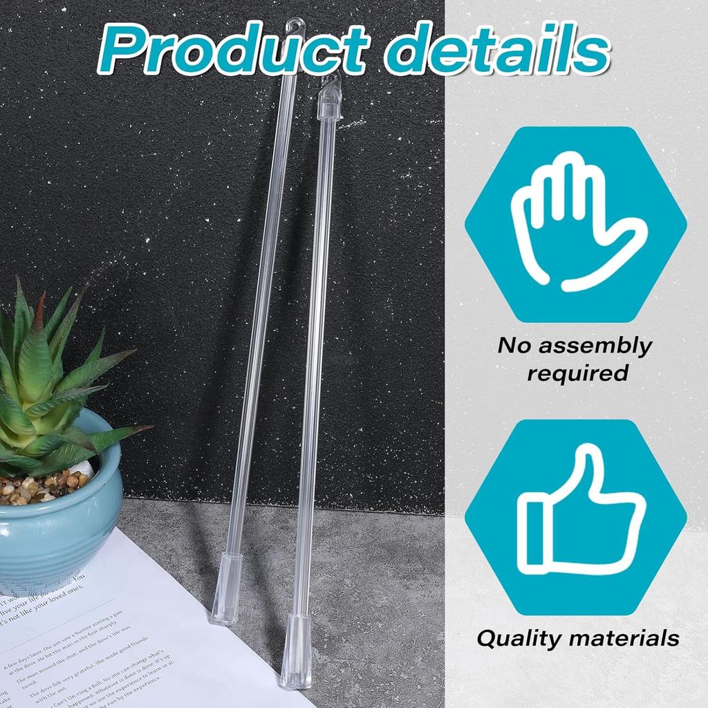 2PCS 12 Inches Blind Wand Replacement with Hook Vertical Blinds Replacement Parts Clear Blinds Stick with Hook and Handle Curtain Stick Blind Tilt
