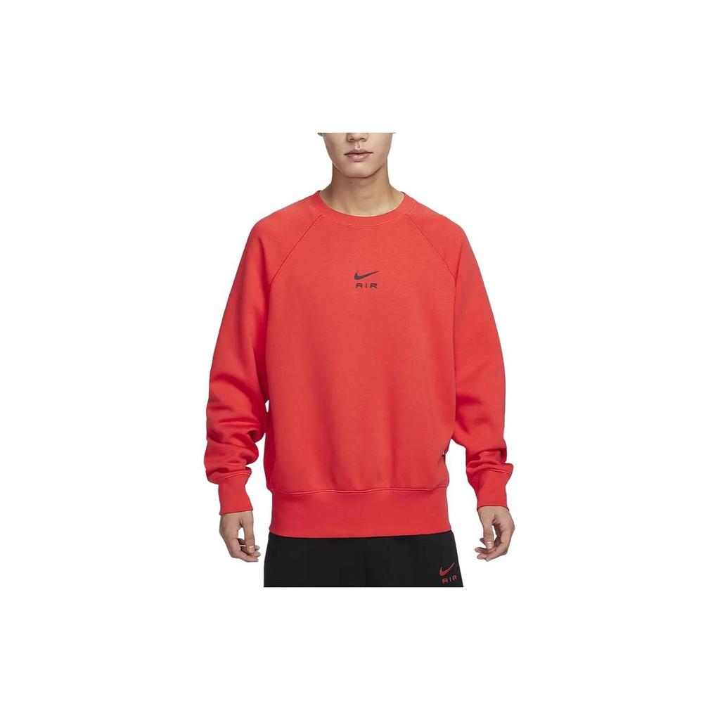 Nike Air Solid Color Crewneck Fleece Casual Loose Sweatshirt Men Sweatshirt Light-Red Dark-Red FB7204-696