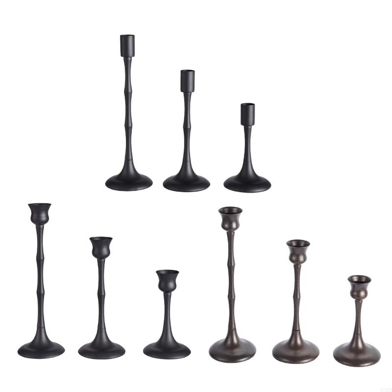 62KD 3Pcs Decorative Metal Holders Candlestick for Holiday Table Centerpieces