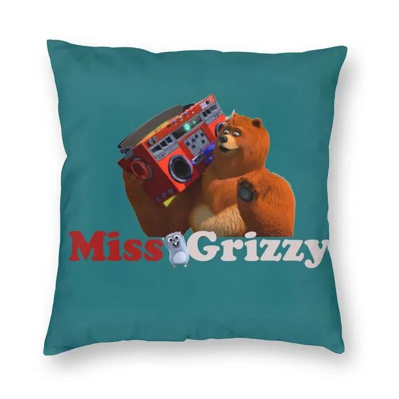 Happy Grizzy And The Lemmings Cushion Cover Sofa Home Decor Cartoon Lemmings Bear Square Throw Pillow Cover 45x45cm