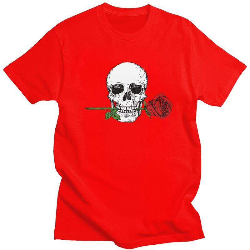 Custom Rose Skull T Shirt Men ShortSleeve Tshirt Casual Tee 100 Cotton Slim Fit Tshirt Merch