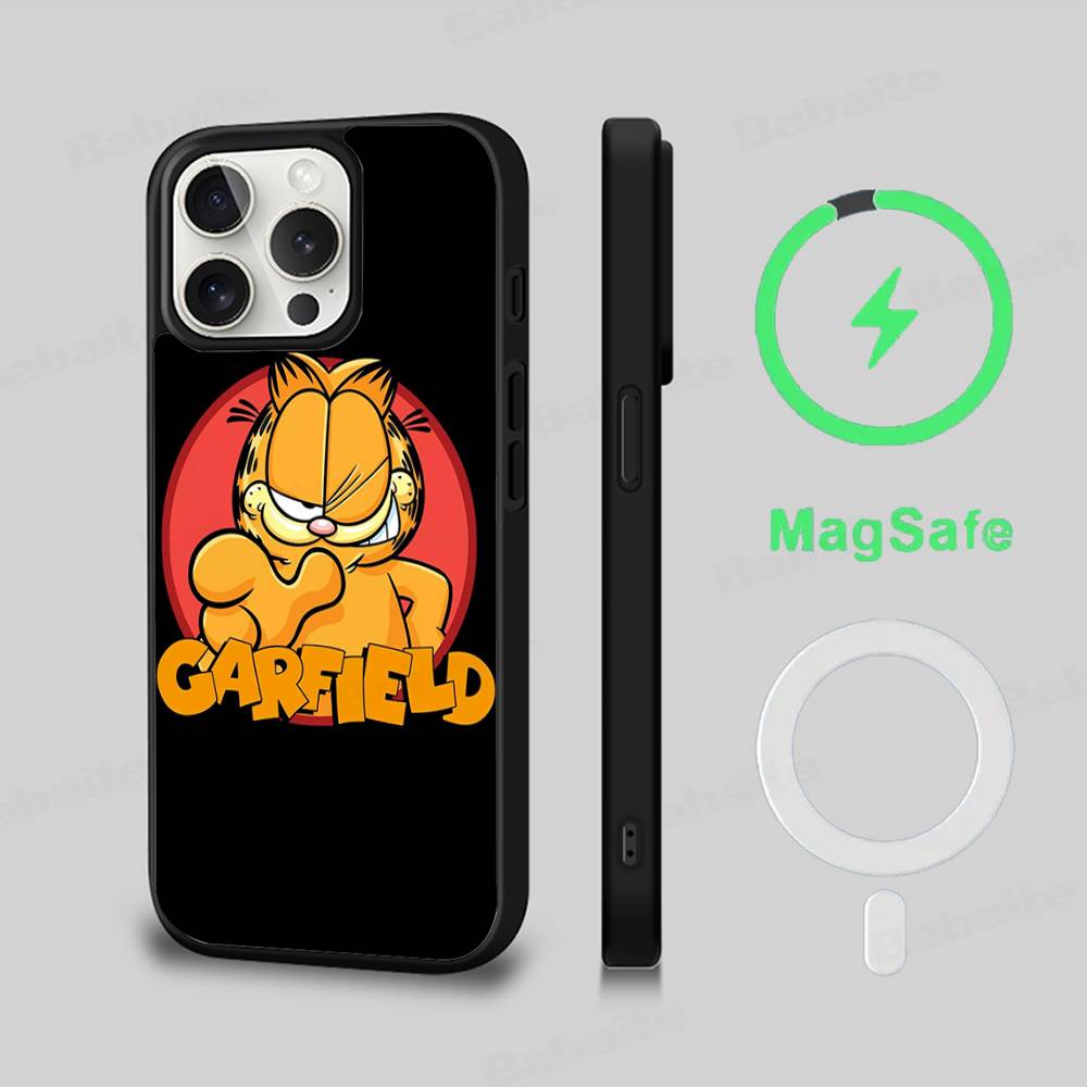 Classic Vintage Anime G-garfields Cat Phone Case Magnetic Case For IPhone 16 14 13 15 Pro For Magsafe Wireless Charge Cover