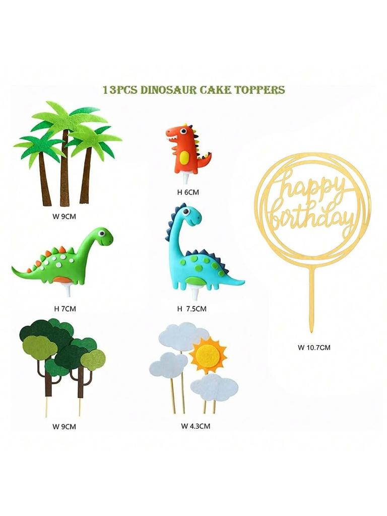 Dinosaur Cake Toppers Forest Series Cute Dinosaur Set Baking Cake Decoration for Baby Shower Birthday Party and Theme Party