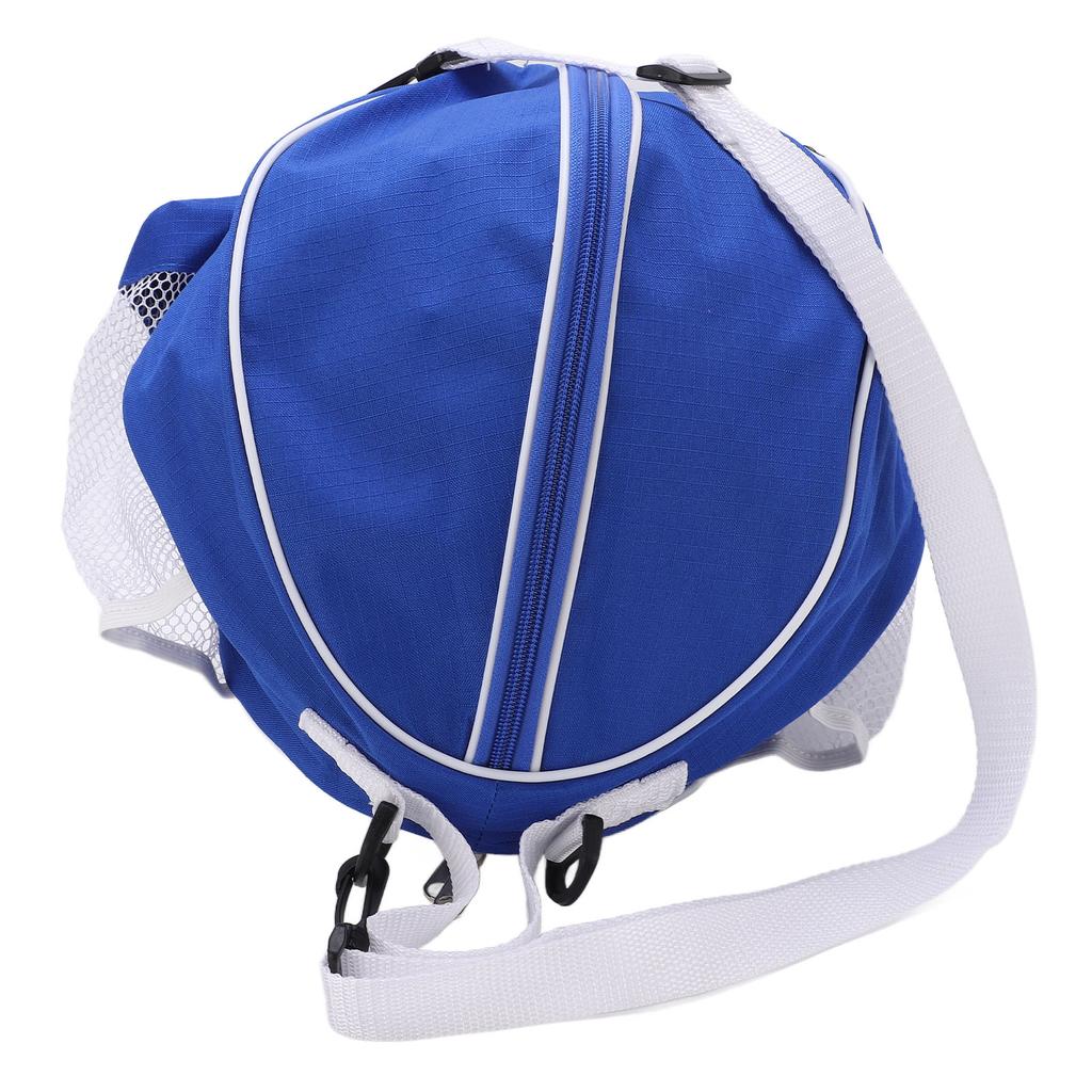 Round Mesh Basketball Bags Oxford Cloth Football Storage Pouch for Indoor Exercise SportBlue Cloth with White Edges