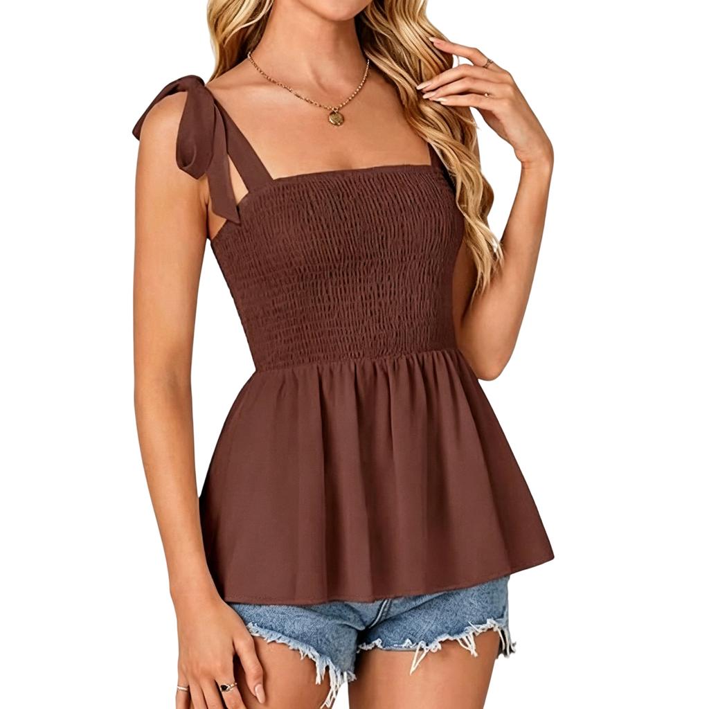 Women's Summer Fashion Sexy Strap Camisole Vest With Ruffled Edge Top