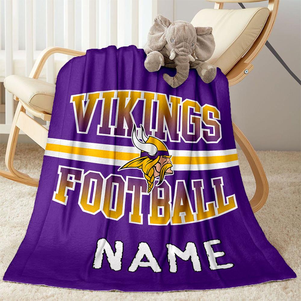 Vikings Football Jersey Personalized Text Blanket Lightweight Customizable Blanket Warmthful Decor for Chair Home Decor Picnics Nap