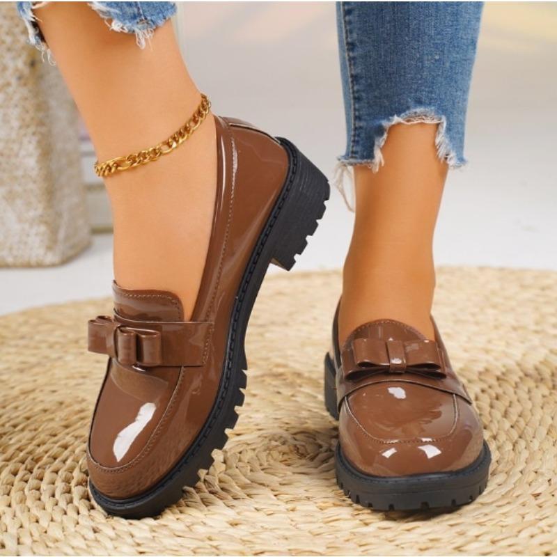 Leather Shoes Autumn New Outdoor Leisure Fashion Lacquer Retro Versatile Women's Shoes Loafers