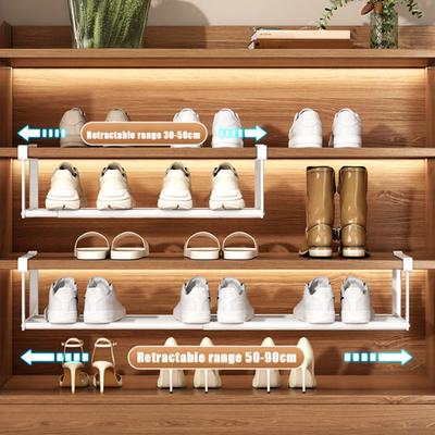 Zapatero Telescópico Ajustable Almacenamiento para Armario Estante Colgante Organizador Multifuncional Sin Taladro Organizador de Zapatos Vertical