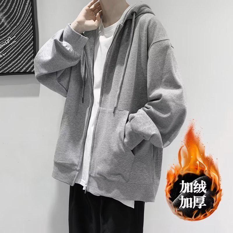 Womens Hooded Cardigan Sweatshirt Solid Color Loose Casual Trendy Winter Outerwear