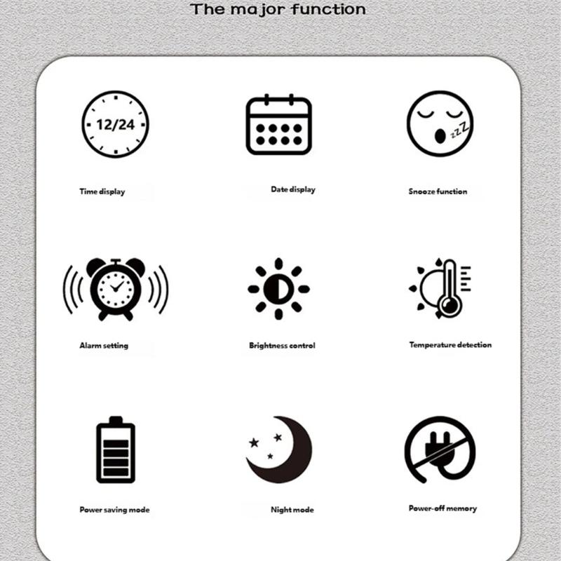 Alarm Clock Digital Clock Night Modes Digital Alarm Clock with Indoor Temperature Desk Clock for Bedroom Living Room