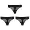 3Pcs Transparent Thong Panties Women Ultra-thin Sense Sexy Female Seamless Low-rise Solid Color T-pants Quick Drying Underwear