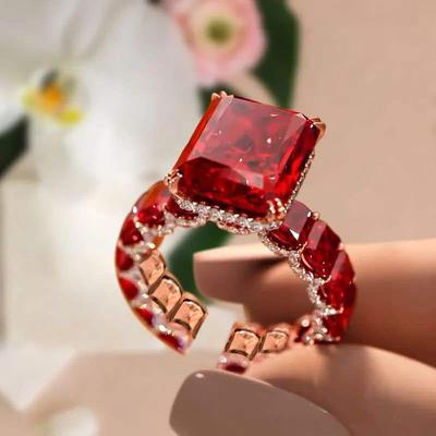 Luxuriöser neuer roségoldener Ring voller Diamanten, besetzt mit Rubinen, Damen-Diamantring.