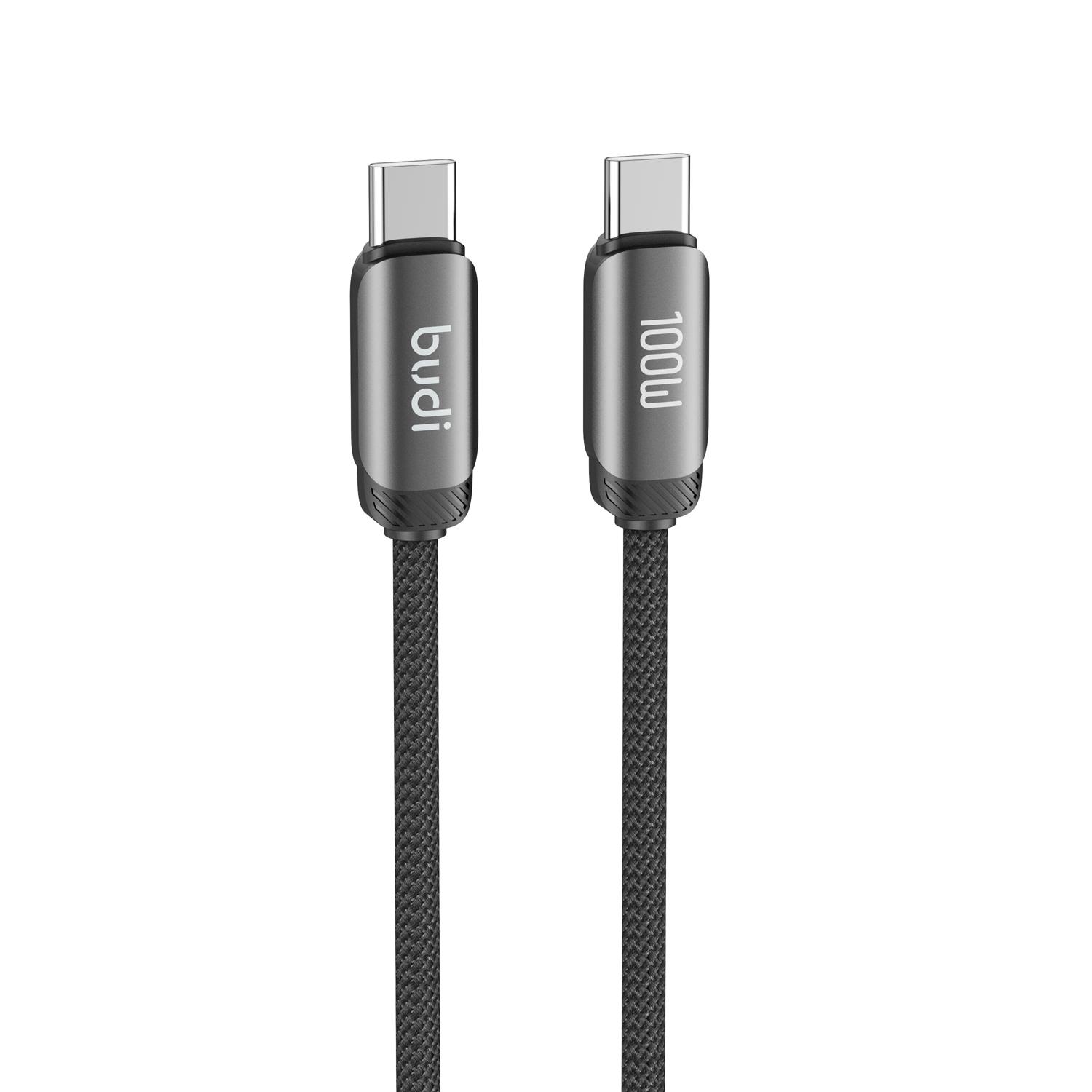 

BUDI DC266TT12B 1.2m Braided Data Sync Cord USB C to USB C 100W PD Fast Charging Cable