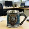 Medieval Pirate Drinking Cup With Ergonomic Axes Handle And Decorative Carvings Beer Mug For Beverage Enthusiasts Gift