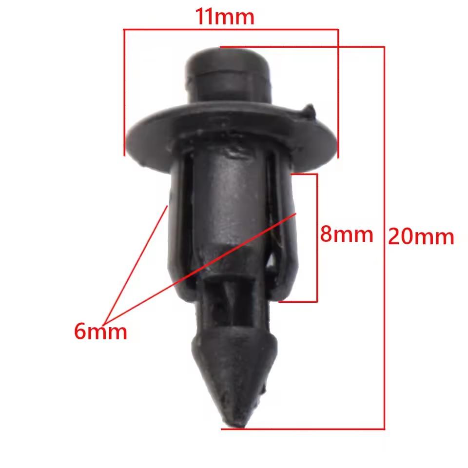 30/50/100PCS 6mm Black Plastic Rivet Vent Wiper Cover Clip Fixed Screw Clip Deflector Plastic Piercing Nail Fastener Auto Parts