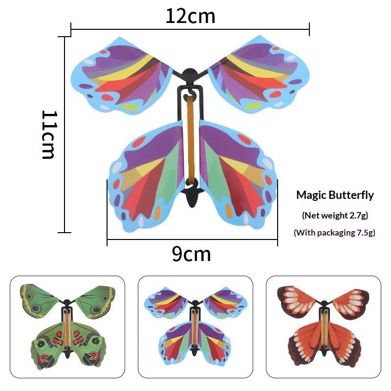 10Pcs Random Color Magic Flying Butterfly Wind Up Toy Bookmark Colorful Butterfly Simulation Christmas Party Surprise Gift
