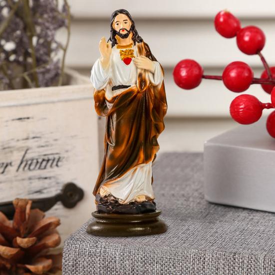 St Joseph Figurine Resin Catholic Religious Figure Sculpture Collectible Saint Joseph Statue for Christmas Festival Decor Desk Mantel Display