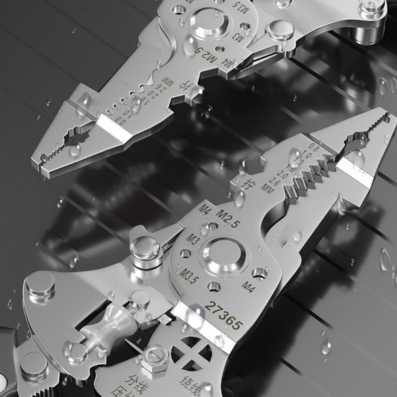 Collapsible Wire Stripping Pliers Multifunction Electrician Tool with Crimping Cutting and Wrench Features Foldable