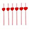 20Pcs Degradable Heart Paper Straws Pink/yellow Disposable Drinking Straw  Bar