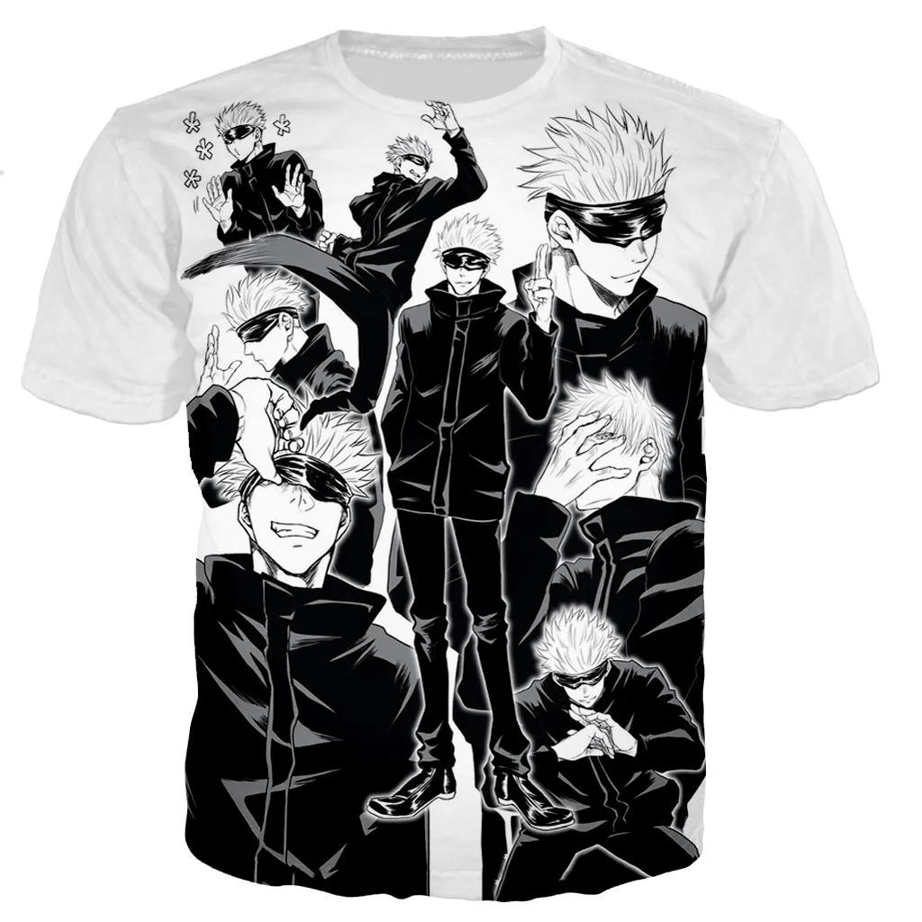 Summer Round Neck 3D Jujutsu Kaisen Satoru Gojo Printed Top Fashionable Casual Short Sleeved Children's Boy T-shirts