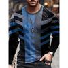 Spring Autumn Fashion Comfortable Loose Soft Casual Versatile Round Neck Long Sleeve T-shirt Creative Fun Animal Geometry 3D Printed Men's T-shirt