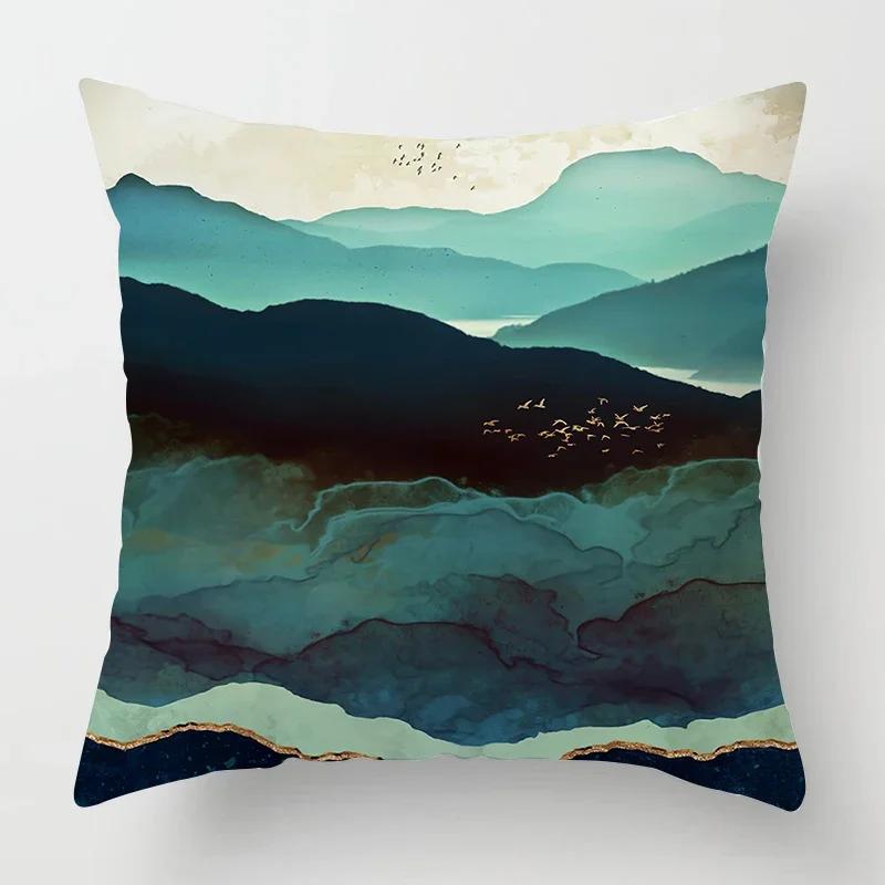 Nordic Mountains Moon Sunrise Metal Painting Pillowcase Sofa Decoration Cushion Cover 40*40 Home Decoration Cushion Cover 60*60