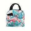 1pc 2D Printing Flamingo And Tropical Plant Pattern Universal Work Lunch Bags for Both Men And Women - Small-Sized Adult Lunch B