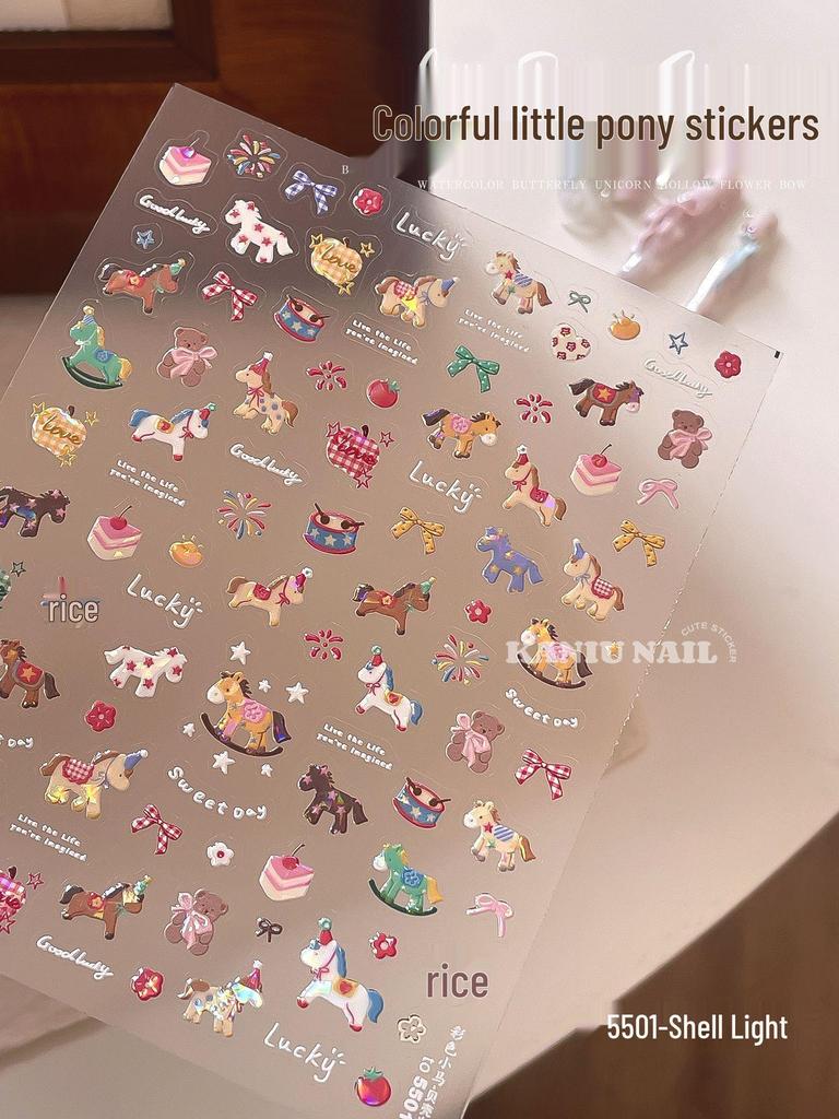 2026 Year of the Horse 3D Embossed Nail Art Stickers – Festive, Colorful, Waterproof Decor