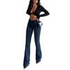 2026 Womens Slim Fit Flared Denim Jeans Casual Streetwear Office Chic Mid-Rise Stretch Cotton Pant