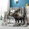 1PC Custom Name Moose Winter Forest outdooor Flannel blankets Throw Blanket All-Season Throw Gift Bedspread for Couch, Bed, Camping Holiday Birthday g