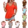 Women's Casual Fashion  Round Neck Off-Shoulder Short Sleeve T-Shirt