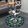 1PC Peacock Feather Mandala Office Round Rug, Non Slip, Soft and Durable Office Rug for Interior Decoration, Perfect for Office