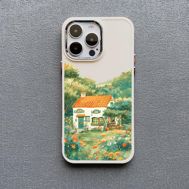 Rural Style Coffee Shop Silicone Phone Case For iPhone 13 14 15 11 Pro Max Plus 16 12 Pro Max Plus XR X XS 7 8 Plus White Covers